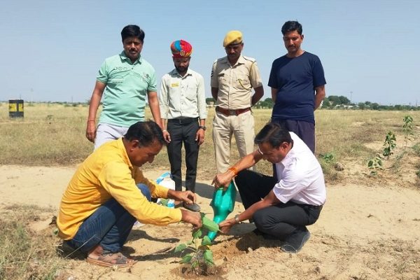 गोचर भूमि में किया वृक्षारोपण